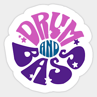 DRUM AND BASS  - Y2K Font Flower (navy/pink/purple) Sticker